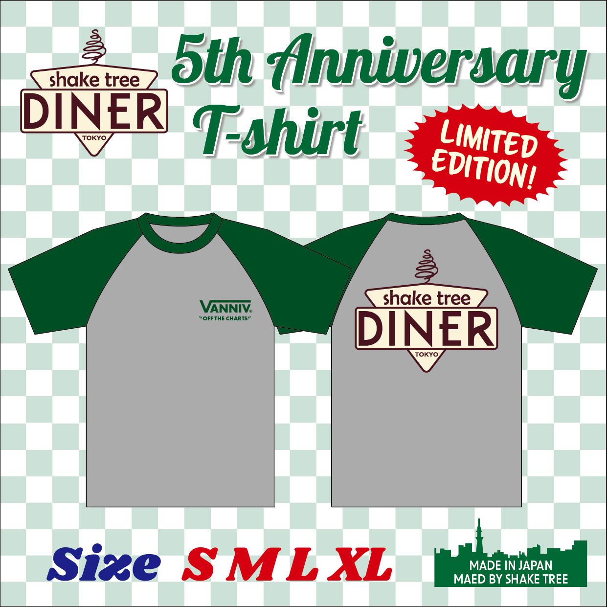 5th Anniversary Original Raglan     T-Shirt 【Green×Gray】